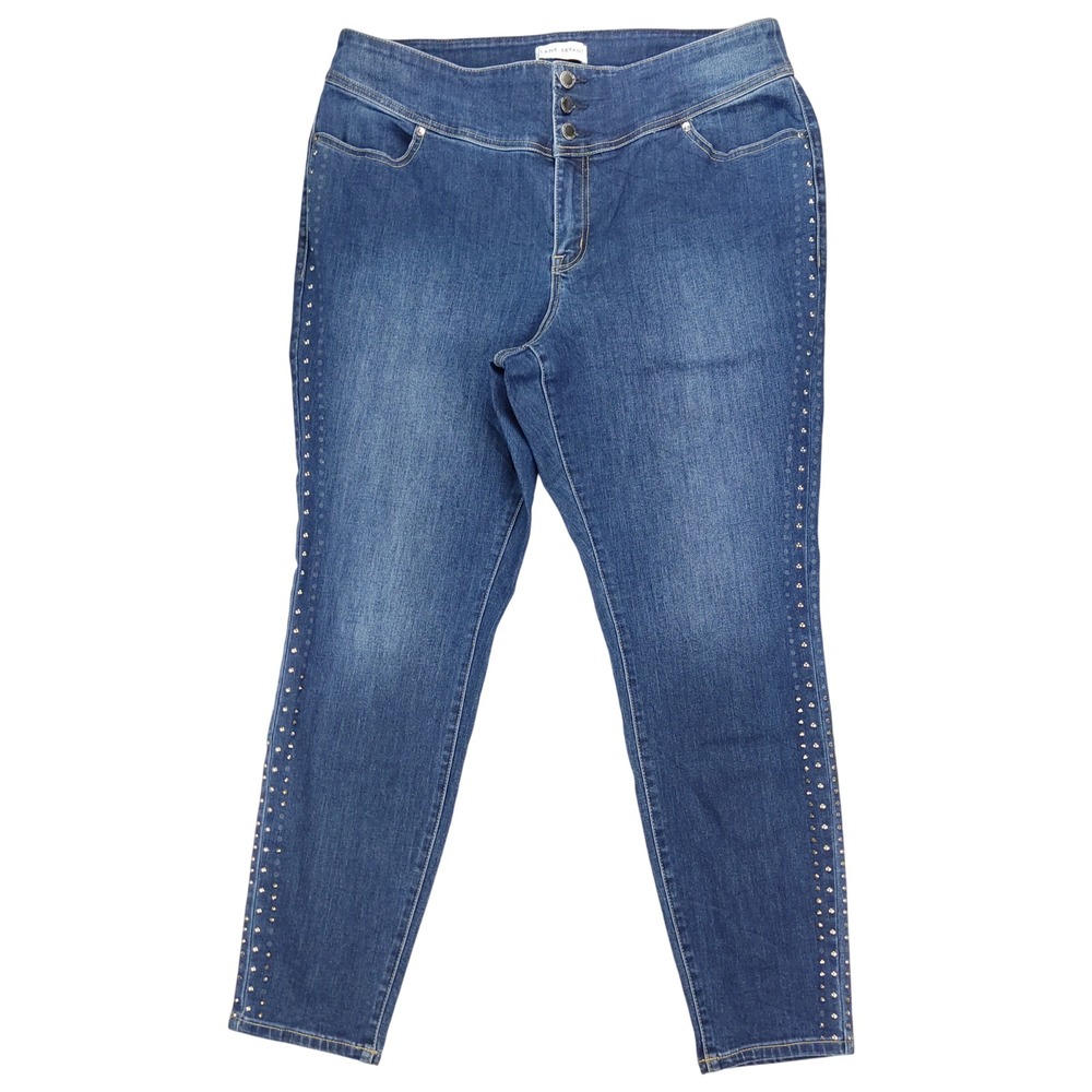 Lane Bryant Jeans Womens 18 Blue High Rise Jegging Flex Magic Rhinestone Skinny